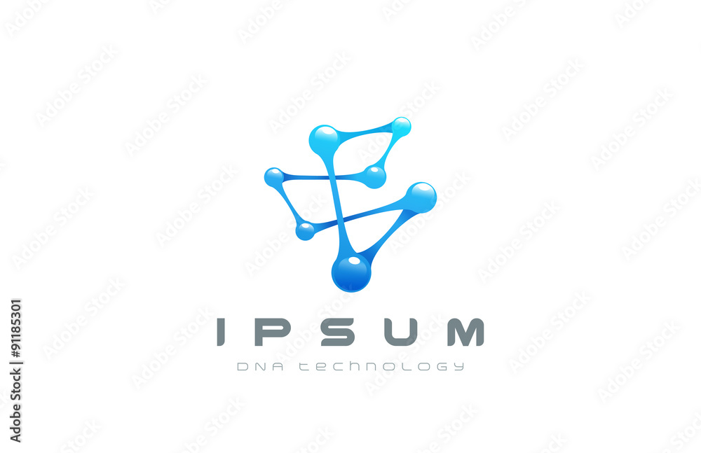 DNA Molecule Atom Logo Abstract digital Technology design vector