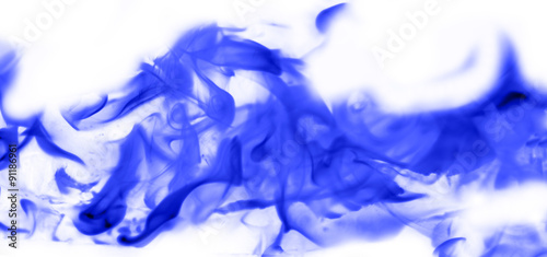 blue flame of fire on white background