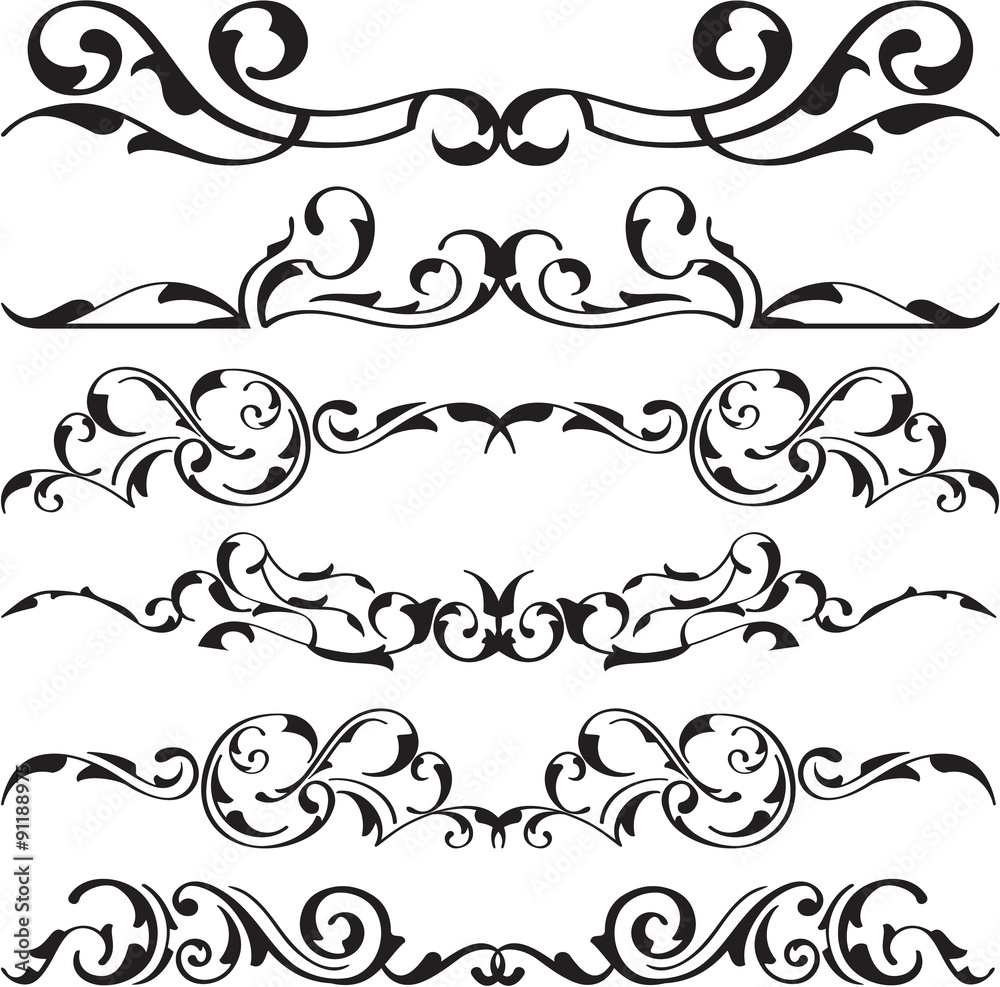 Baroque art divide swirll set Baroque art divide swirll set