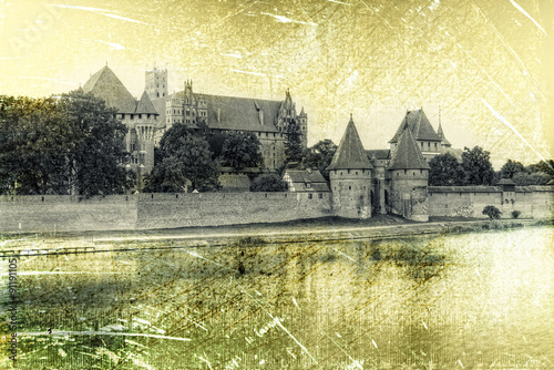 Zamek w Malborku w stylu retro #91191105