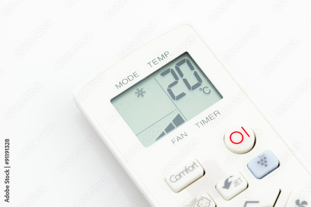 remote control air conditioner on 20 degrees celsius isolated remote control air conditioner on 20 degrees celsius isolated
