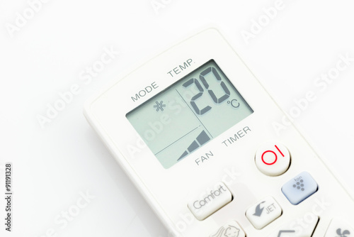 remote control air conditioner on 20 degrees celsius isolated