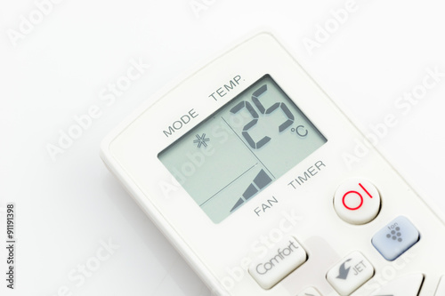 remote control air conditioner on 25 degrees celsius isolated