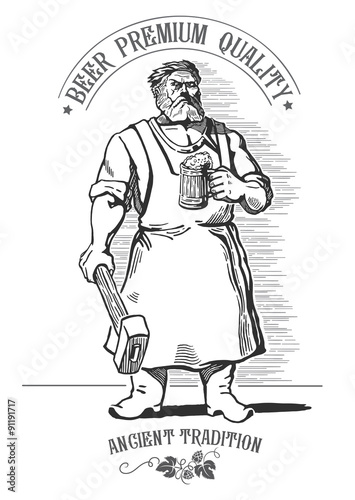  Blacksmith, holding a mug of beer.