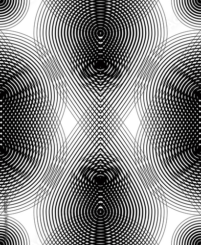 Ornate vector monochrome abstract background with overlapping bl