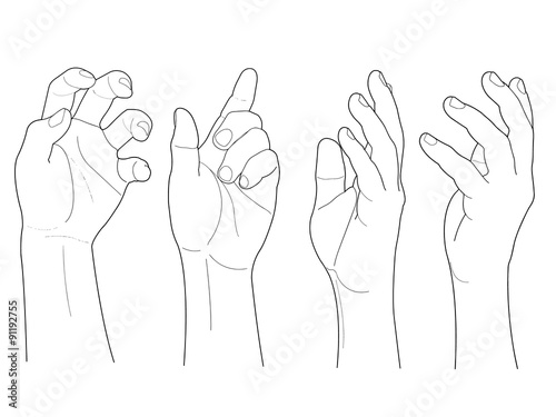 adult man hand to hold something, isolated on white