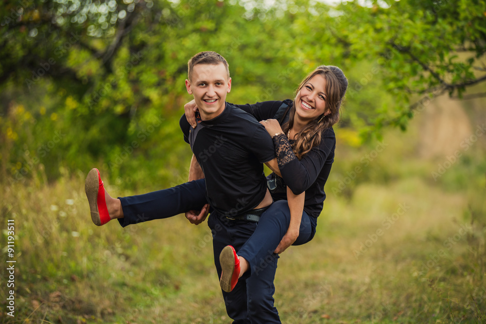 Fototapeta premium young couple on nature