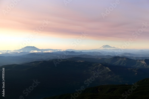 Mt St Helens and Mt Adams, Aerial View