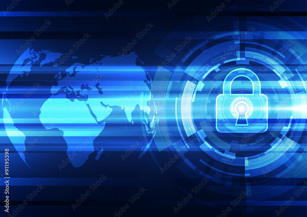Abstract technology security on global network background, vector illustration Abstract technology security on global network background, vector illustration