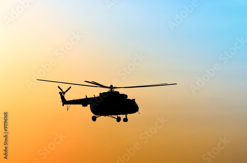 silhouette of the helicopter