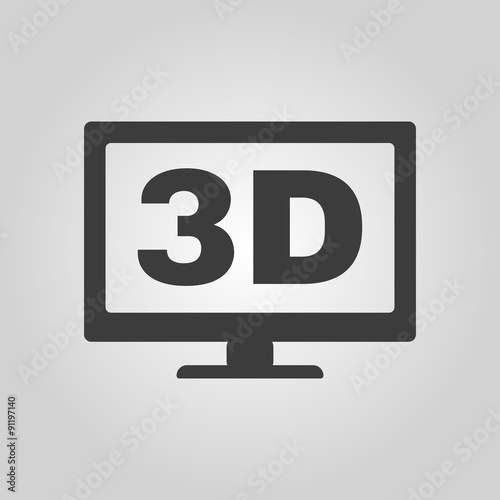 The 3d icon. Monitor and display, screen, movie symbol. Flat © vladvm50