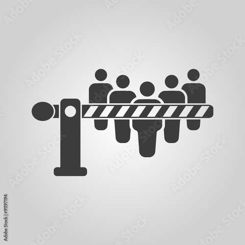 The barrier icon. Roadblock and borderline, stop, checkpoint symbol. Flat