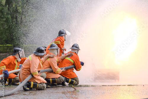 Firefighters training exercise