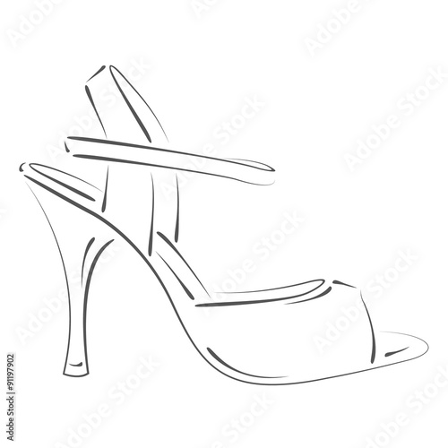 Sketched woman s shoe.