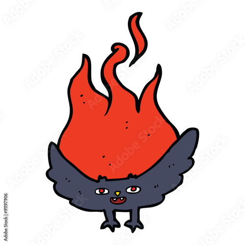 cartoon flaming halloween bat