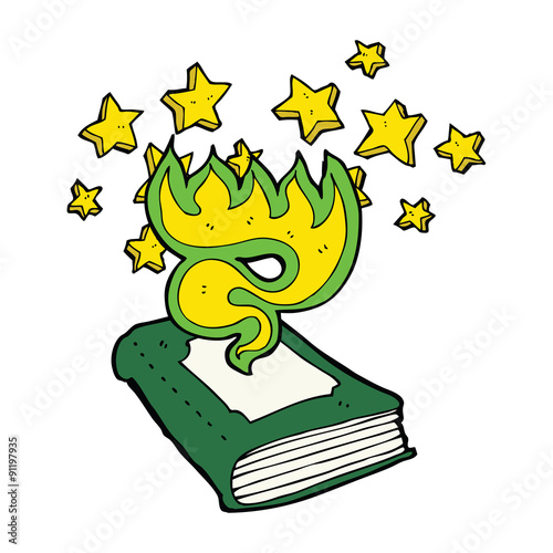 cartoon magical spell book