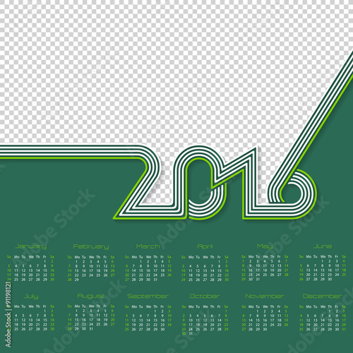 Striped calendar for year 2016 with place for photo
