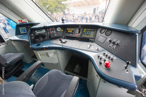 Interior of a train operator's cab © Anton Gvozdikov