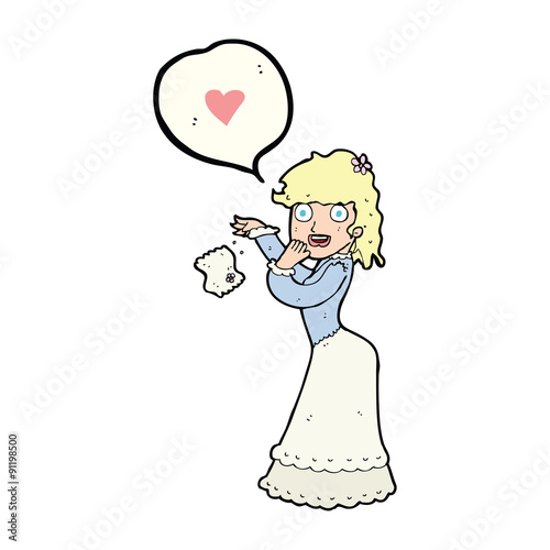 cartoon woman dropping handkerchief