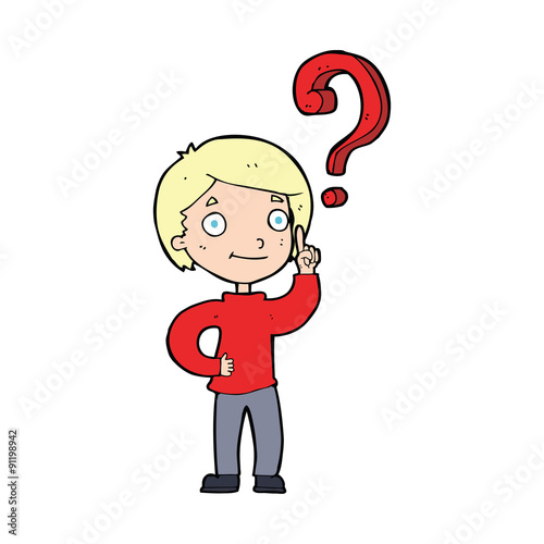 cartoon boy asking question