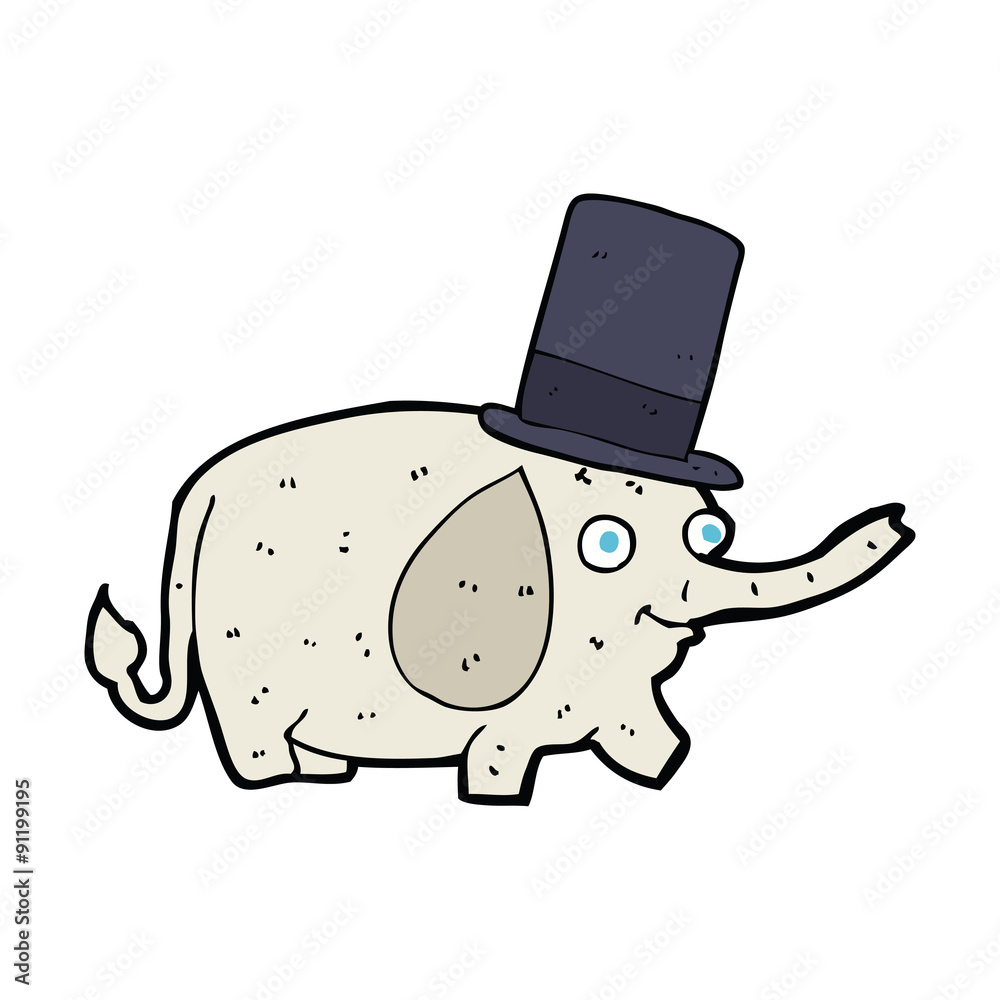 cartoon elephant wearing top hat