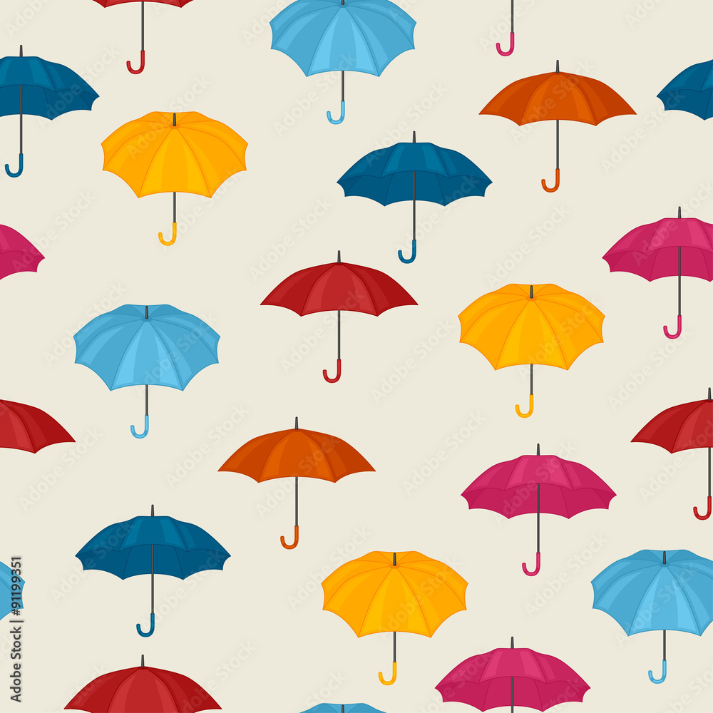 Seamless pattern with colored umbrellas for background design
