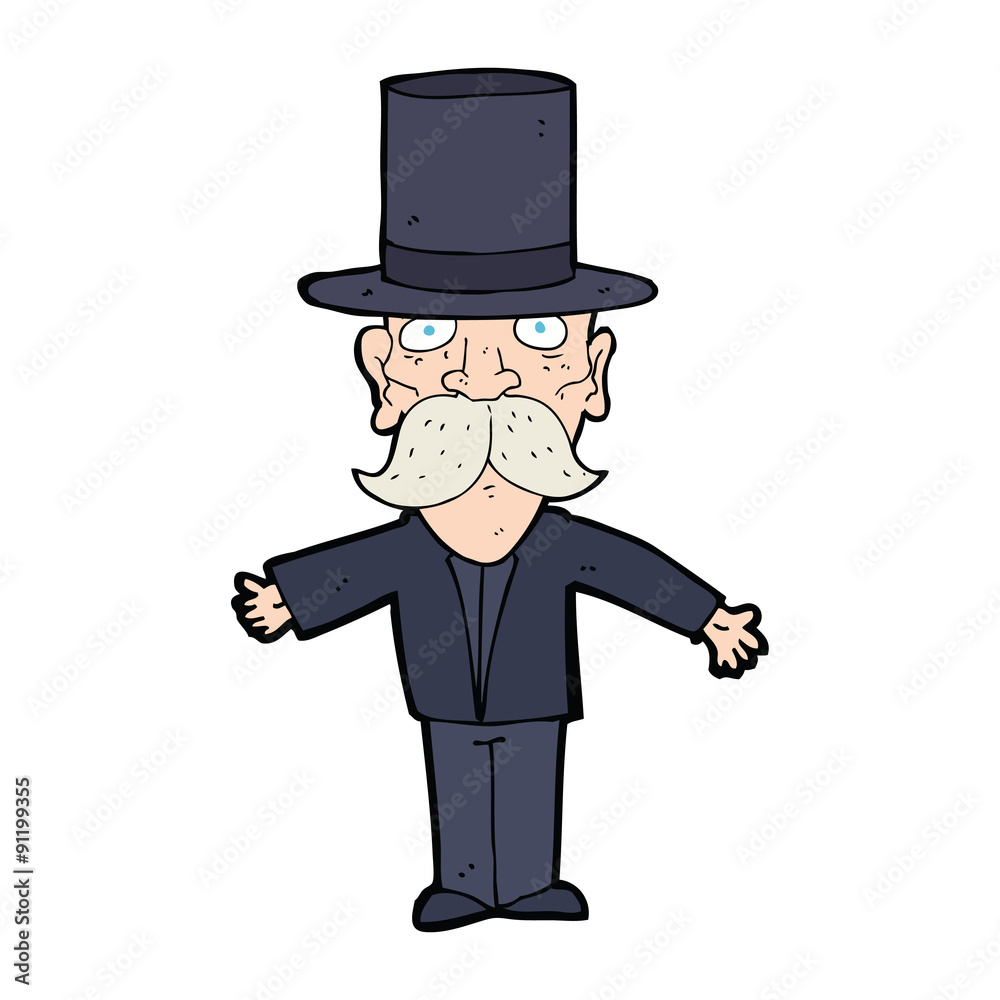 cartoon man wearing top hat