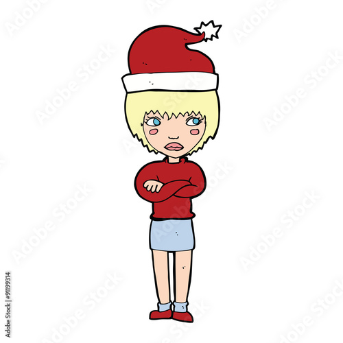 cartoon woman ready for christmas