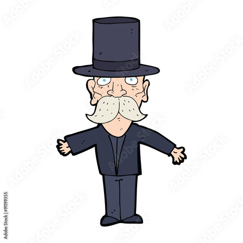 cartoon man wearing top hat