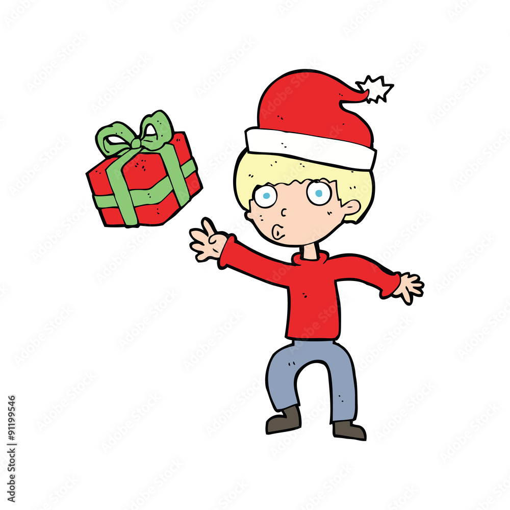 cartoon boy with present cartoon boy with present