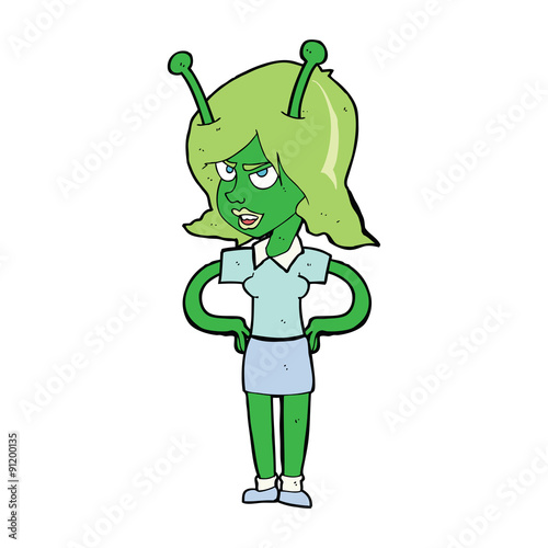 cartoon alien woman