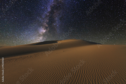 Amazing views of the Gobi desert under the night  starry sky. photo