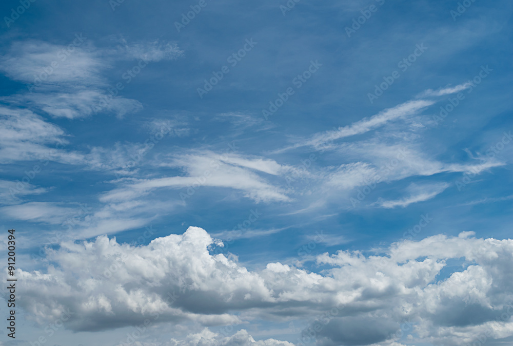 Fototapeta premium blue sky background with tiny clouds