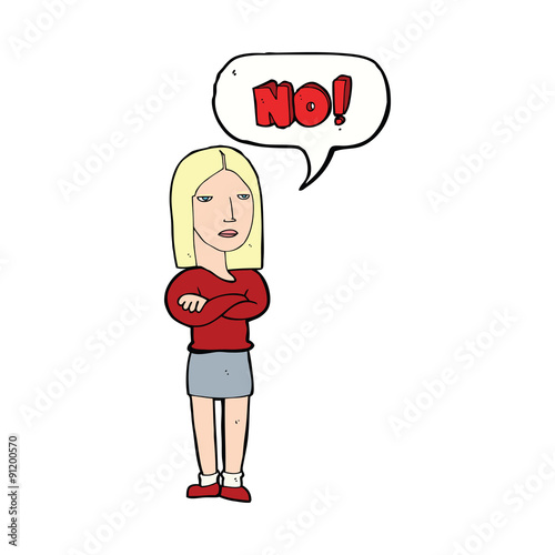 cartoon woman saying no