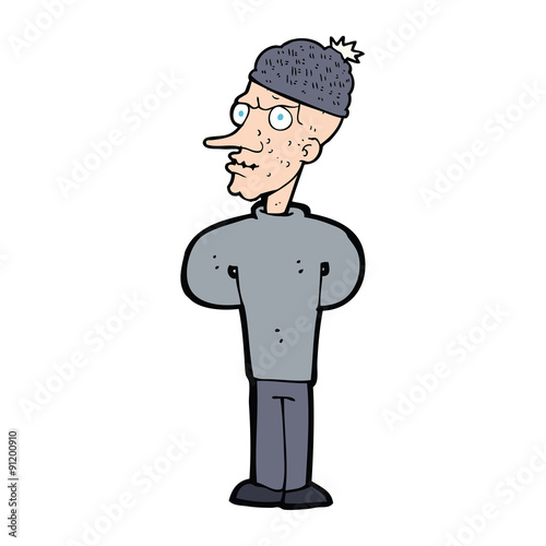 cartoon man wearing winter hat