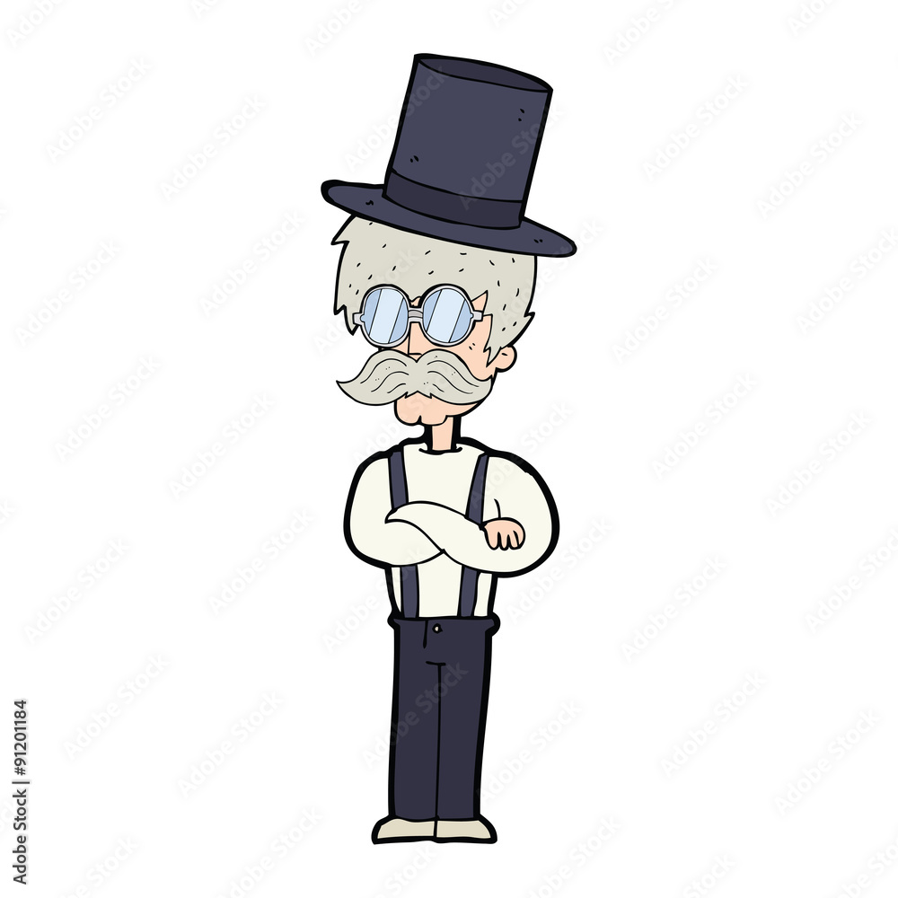 cartoon man wearing hat