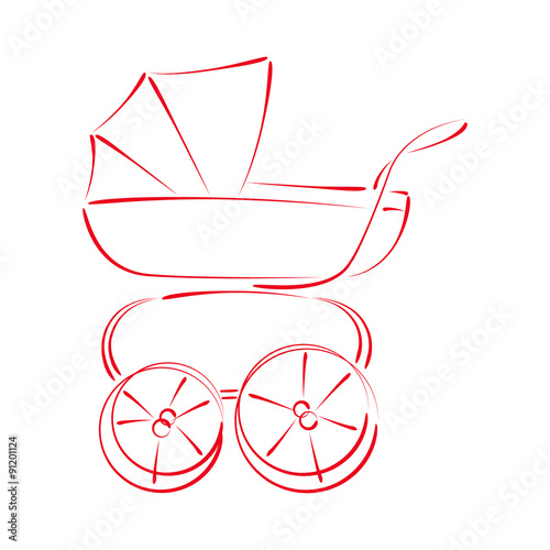 Sketched baby stroller buggy.