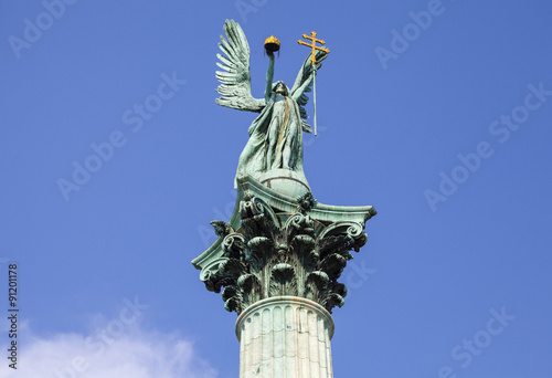 Canvas Print Archangel Gabriel Statue on top of the Heroes Square Column in B