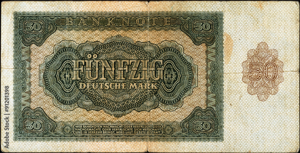 Historische Banknote, 1948, Fünfzig Deutsche Mark, Deutschland