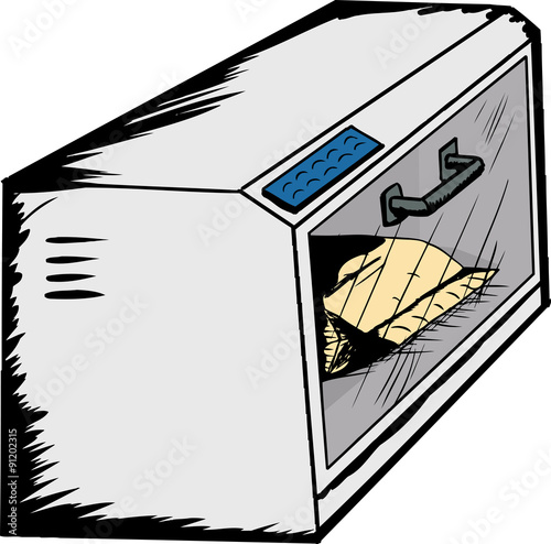 Toaster Oven with Takeout Food