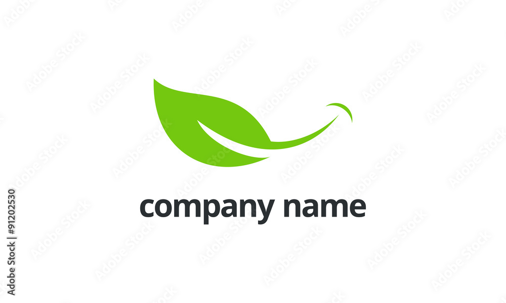eco leaf with smile logo design concept