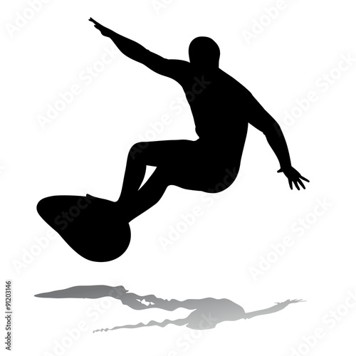 surfer on surfboard, vector illustration
