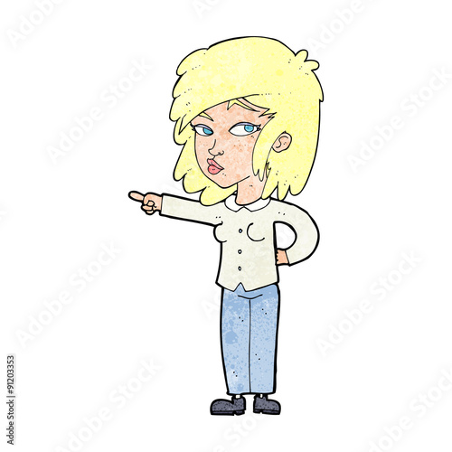 cartoon woman pointing