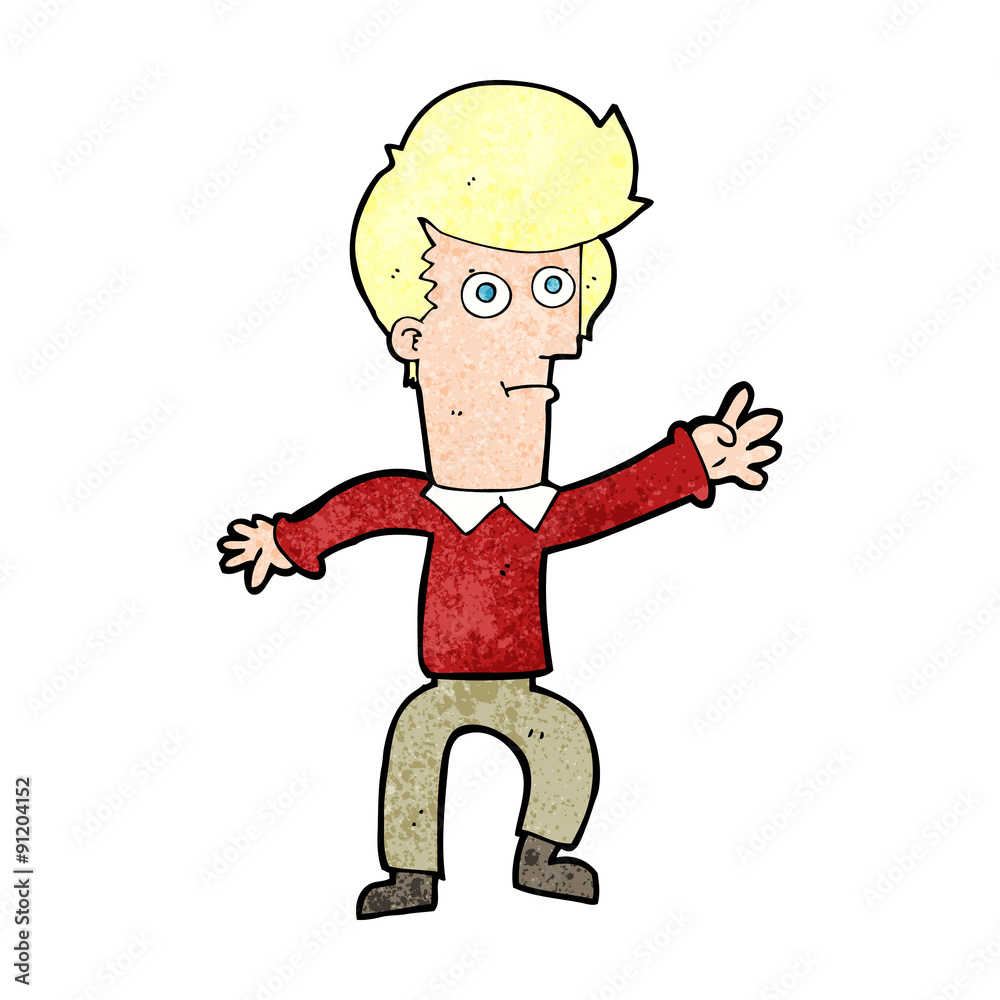 cartoon man waving