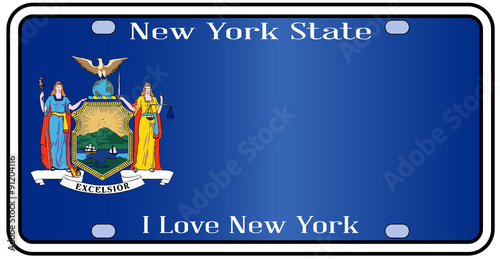 New York State License Plate With Flag