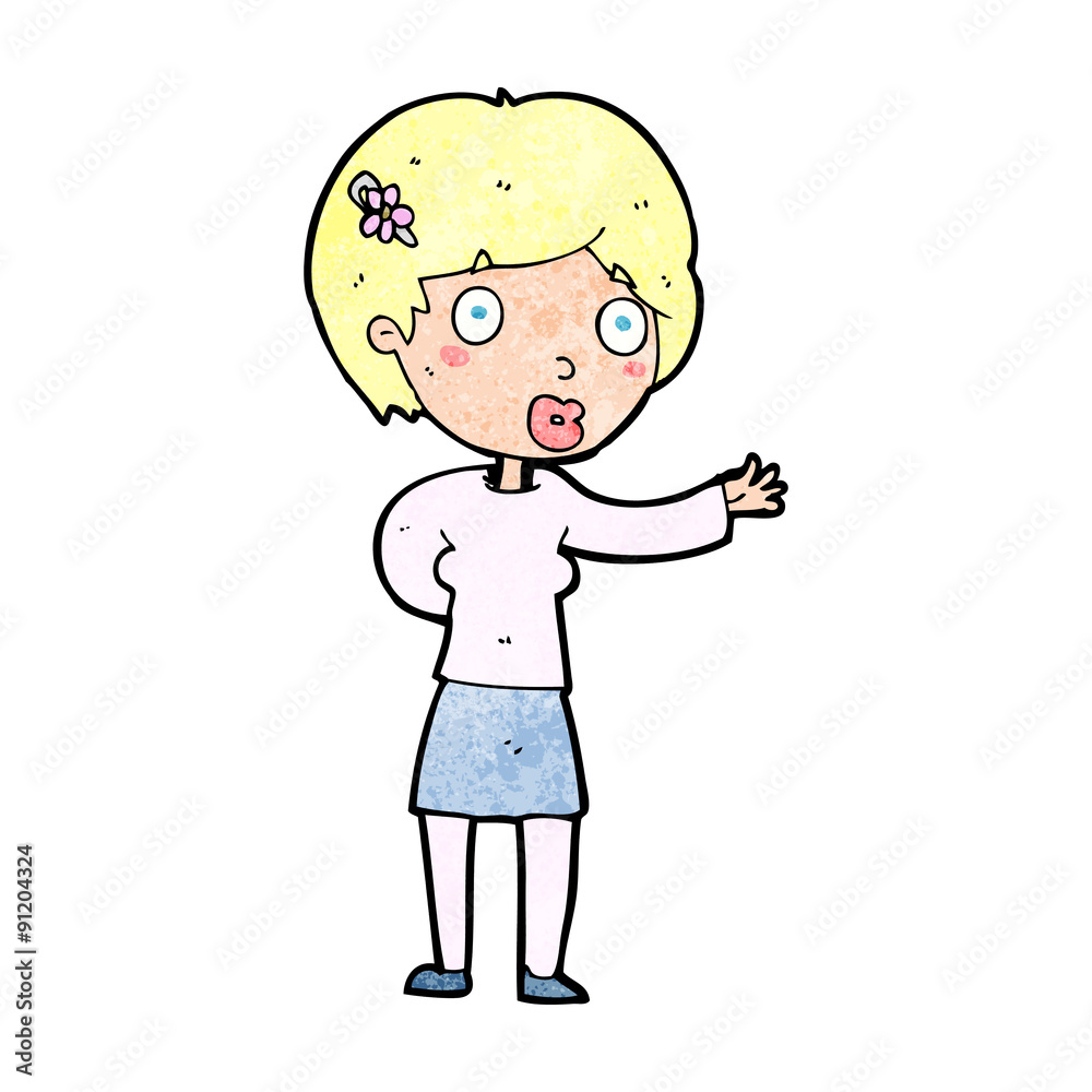 cartoon waving woman cartoon waving woman