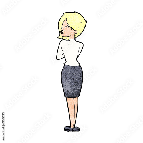 cartoon businesswoman ignoring