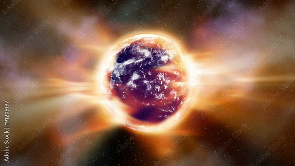 Earth Aura 002: Global warming aura of heat radiation envelopes the Earth in space (Loop).