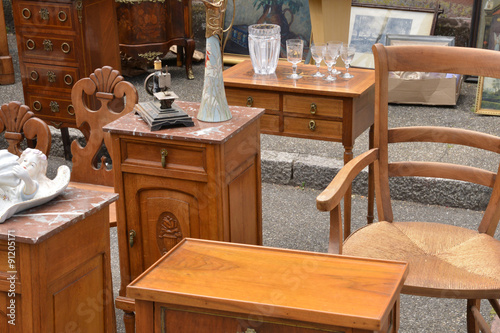 France, old objects on a flea market in the city of Wissembourg photo