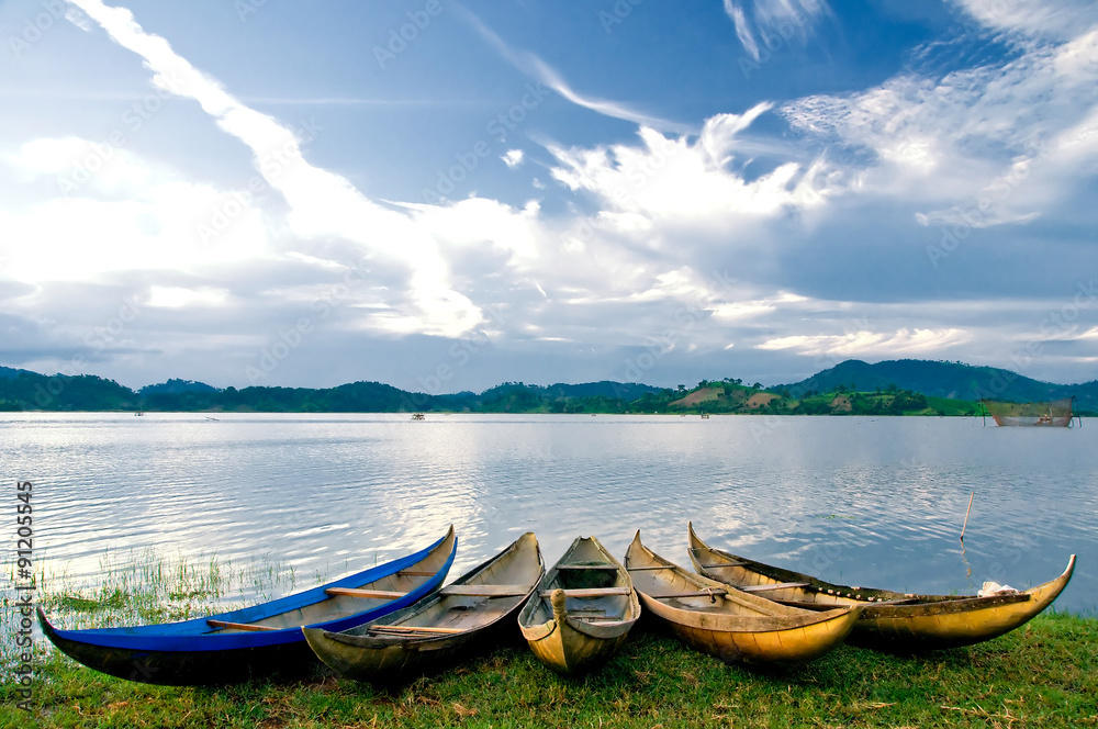 Traditional wooden boats at Lak lake, Buon Ma Thuoc, Vietnam